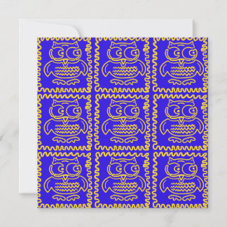 Fun Colorful Owls Blue Yellow ZigZag Muster