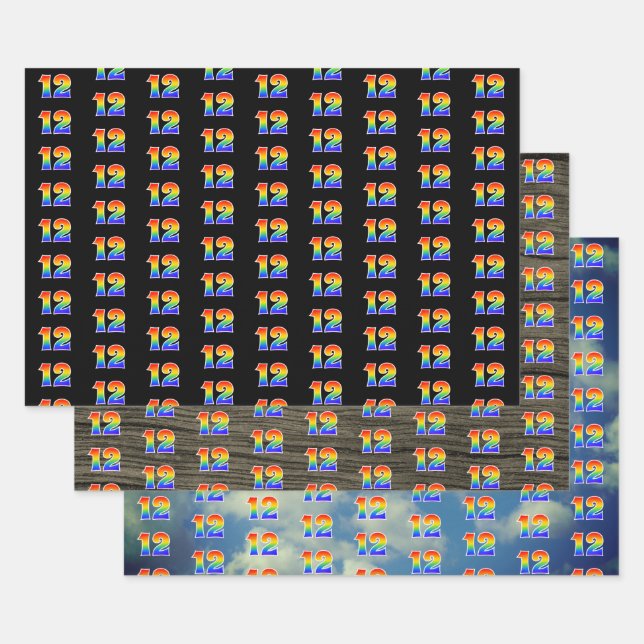 Fun, Colorful, Rainbow Spectrum Pattern 12 Event # Geschenkpapier Set (Set)