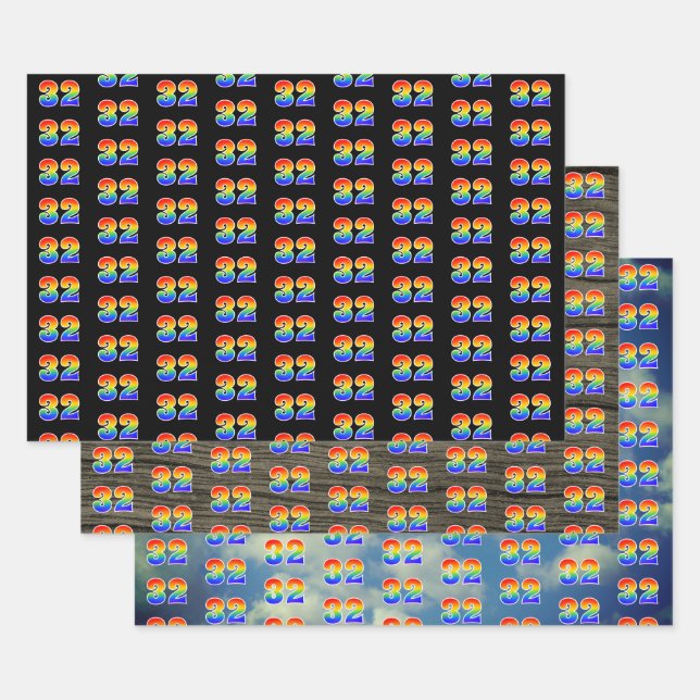 Fun, Colorful, Rainbow Spectrum Pattern 32 Event # Geschenkpapier Set (Set)