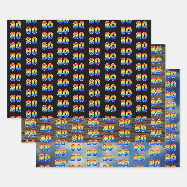 Fun, Colorful, Rainbow Spectrum Pattern 80 Event # Geschenkpapier Set (Set)
