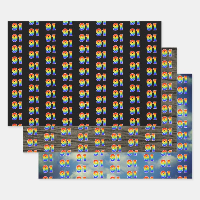 Fun, Colorful, Rainbow Spectrum Pattern 91 Event # Geschenkpapier Set (Set)
