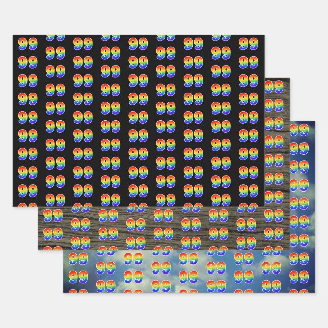 Fun, Colorful, Rainbow Spectrum Pattern 99 Event # Geschenkpapier Set (Set)