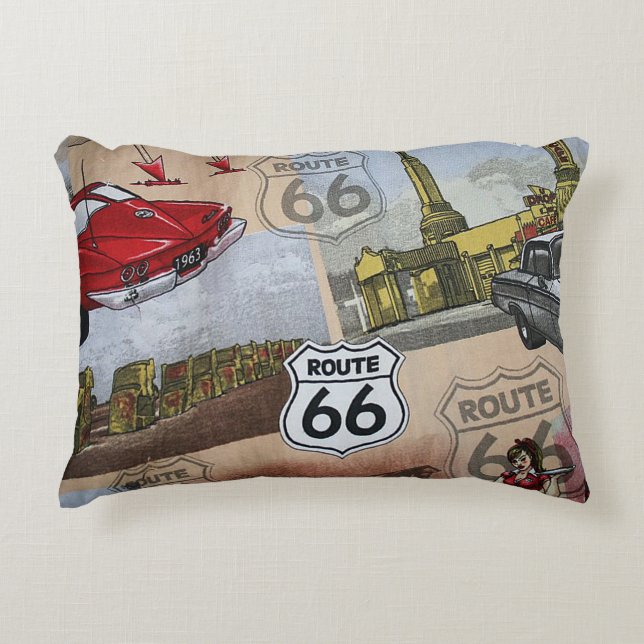 Fun Colorful Route 66 Collage Muster Zierkissen (Vorderseite)