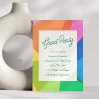 Fun Colorful Script Bold Rainbow Graduation Party