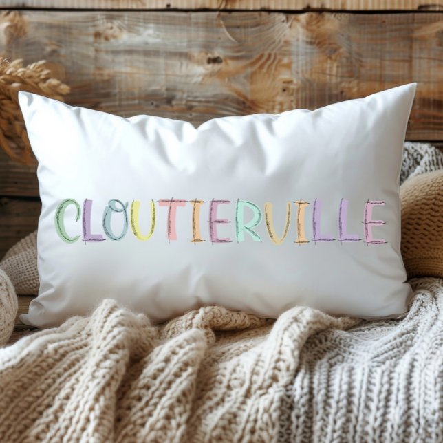 Fun Colorful Sketch Cloutierville Louisiana Lendenkissen (Von Creator hochgeladen)