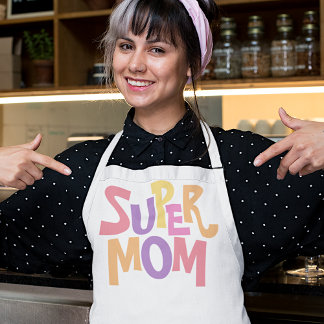 Fun Colorful Super Mama Word Art Zitat Schürze