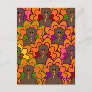 Fun Colorful Thanksgiving Turkeys Feiertagspostkarte