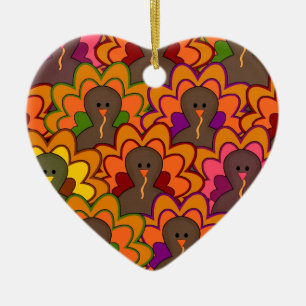 Fun Colorful Thanksgiving Turkeys Keramikornament