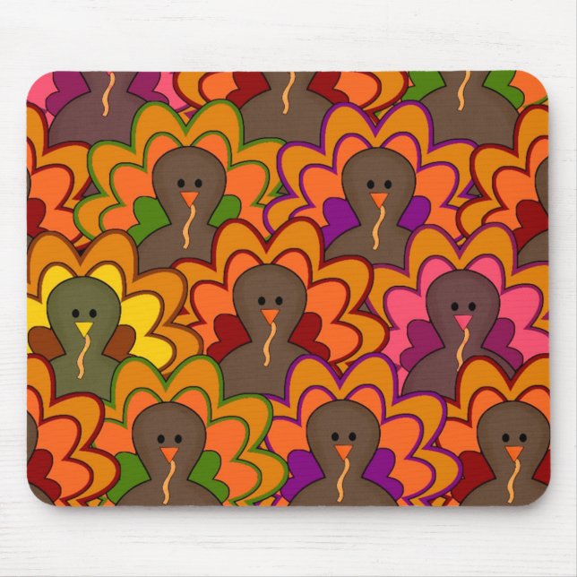 Fun Colorful Thanksgiving Turkeys Mousepad (Vorne)
