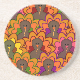 Fun Colorful Thanksgiving Turkeys Sandstein Untersetzer