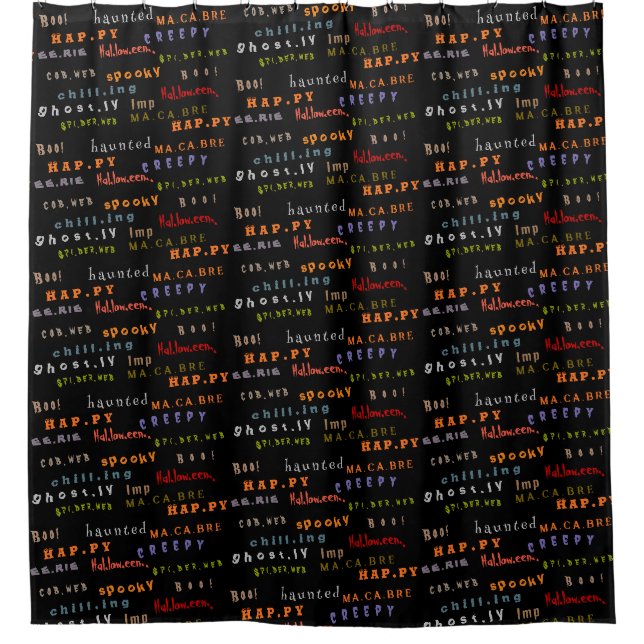 Fun & Colorful Typografy Pattern, Halloween Duschvorhang (Vorderseite)