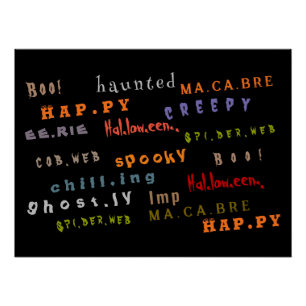 Fun & Colorful Typografy Pattern, Halloween Poster