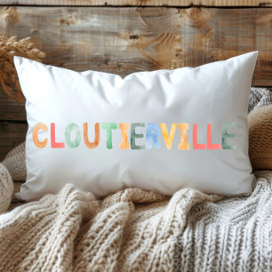 Fun Colorful Watercolor Cloutierville Louisiana Lendenkissen