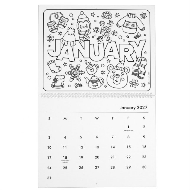 Fun Coloring Calendar Kalender (Jan 2027)