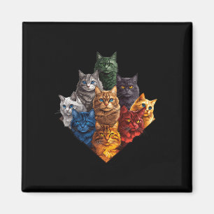 Fun Colour Cats Art Outfit für Cat Mama Vater Lady Magnet