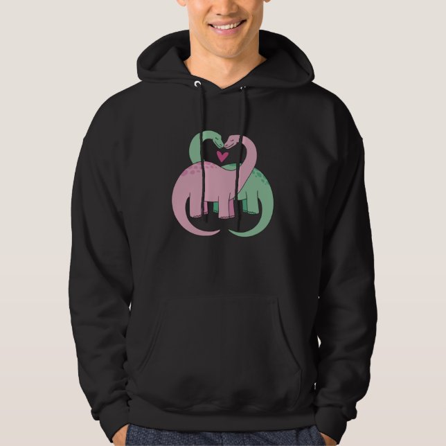 Fun colourful dinosaur with hearts for men women c hoodie (Vorderseite)