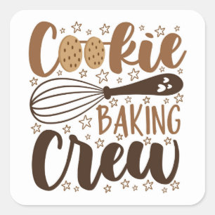 Fun Cookie Baking Crew Design Quadratischer Aufkleber
