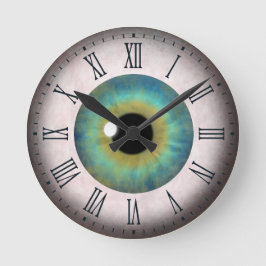 Fun Cool Blue Eye Eyeball Roman Medium Round Clock Runde Wanduhr