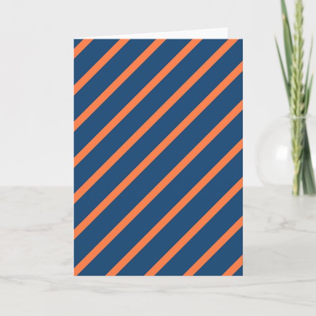 Fun Cool Blue und Orange Diagonal Streifen Karte (Vorderseite)