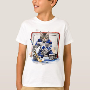 Fun Cool Cat Hockey Goalie Tier Spaß T-Shirt
