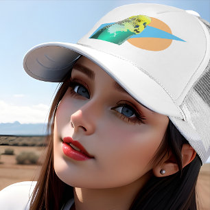 Fun Cool Geometric Dramatic Budgie Summer Pet Bird Truckerkappe