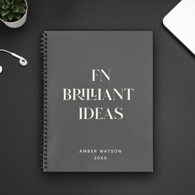 Fun Cool Gray Individuelle Name Brilliant Ideenpla Notizbuch (Von Creator hochgeladen)