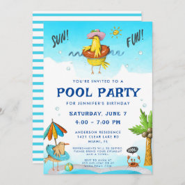 Fun Cool Pool Party Geburtstag Einladung