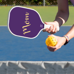 Fun Cool Vibrant Elegant Dark Lila "Mama" Skript Pickleball Schläger