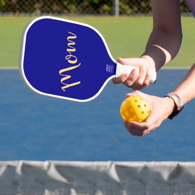 Fun Cool Vibrant Elegant Royal Blue "Mama" Script Pickleball Schläger (InSitu)