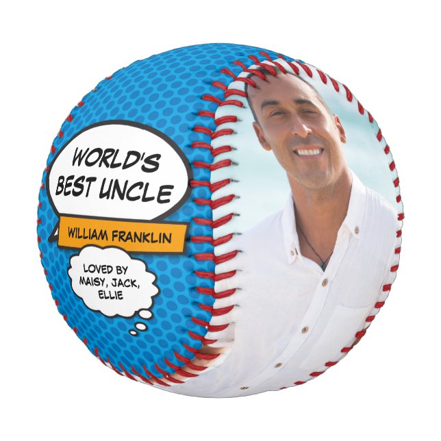 Fun Cool World's Best Uncle Comic Book Foto Baseball (Schrägansicht)