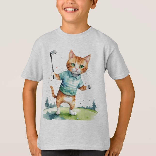 Fun Coole Katze Golfer Golfing Animal Spaß T-Shirt (Vorderseite)