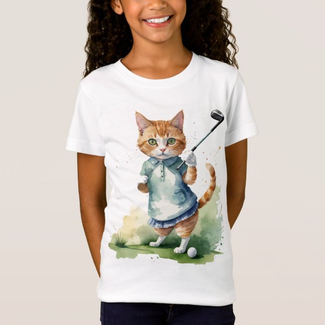 Fun Coole Katze Golfer Golfing Animal Spaß T-Shirt (Vorderseite)