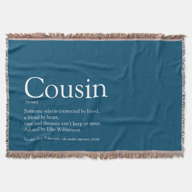 Fun Cooler Cousin Definition Modernes Blau Decke (Vorderseite)
