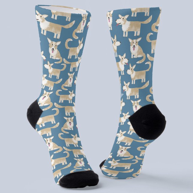 Fun Corgi Dog Muster Green Socken (Von Creator hochgeladen)