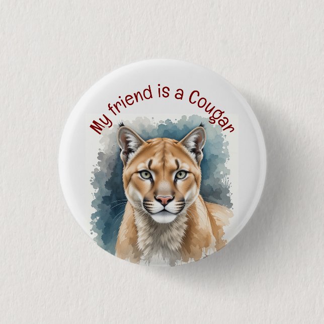 Fun Cougar Over The Hill Birthday Party Guest Button (Vorderseite)