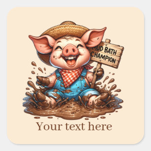 Fun Country Schweineliebhaber fügen Text hinzu Quadratischer Aufkleber