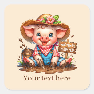 Fun Country Schweineliebhaber fügen Text hinzu Quadratischer Aufkleber