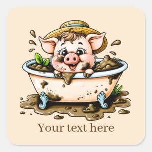 Fun Country Schweineliebhaber fügen Text hinzu Quadratischer Aufkleber