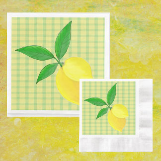Fun Country Yellow Green Check Lemon  Serviette