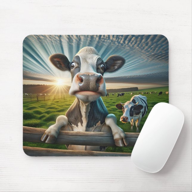 Fun Cow auf einem Bauernhof Mousepad (Mit Mouse)