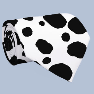 Fun Cow Print Western Spots Muster Schwarz-weiß Krawatte