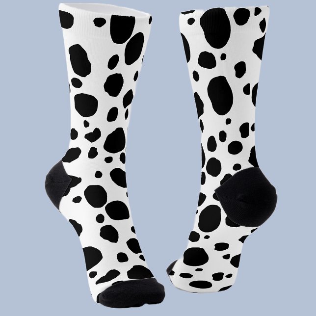Fun Cow Print Western Spots Muster Schwarz-weiß Socken (Von Creator hochgeladen)