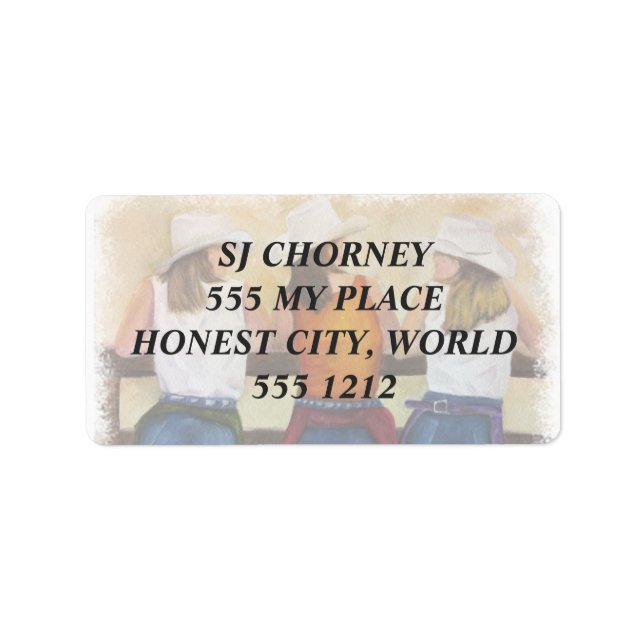 FUN COWGIRLS ADDRESS ETIKETTEN ADRESSAUFKLEBER (Vorne)