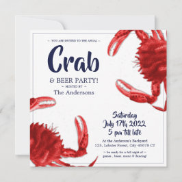 Fun Crab Boil Weißes Sommer Party individuelle Ein Einladung