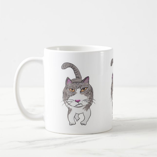 Fun Crank Kitty Pet Doodle Art Design Kaffeetasse (Links)