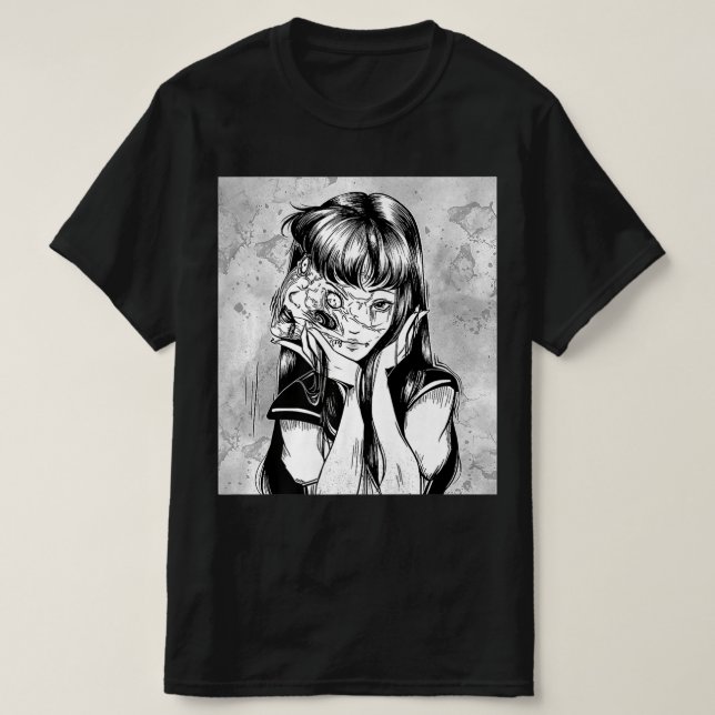 Fun Creepy Horror Manga Anime Eyes Halloween T-Shirt (Design vorne)