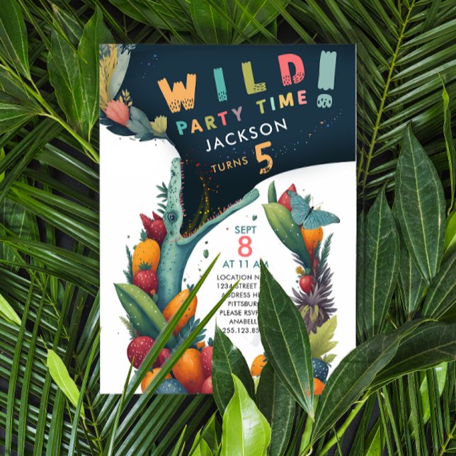 Fun Crocodile Alligator Dino Tropisches Wildes Par Einladung (Von Creator hochgeladen)