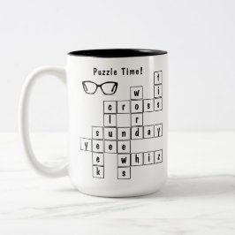 Fun Crossword Puzzle Schwarz und Weiß Zweifarbige Tasse