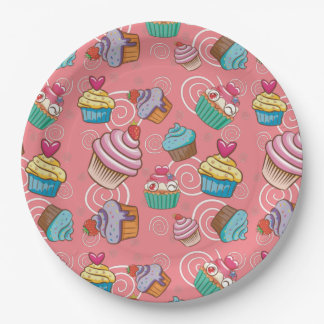 Fun Cupcake Design Round Paper Plate Pappteller