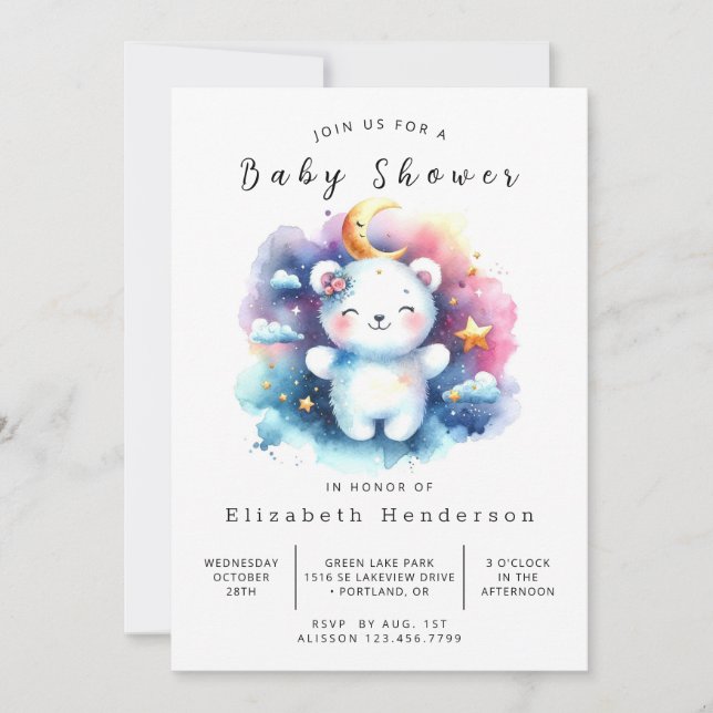 Fun Custom Bear Baby Dusche Einladung (Vorderseite)